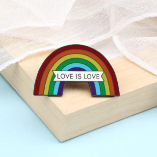 Rainbow - Love Is Love - připínací odznak, kov, LGBT+